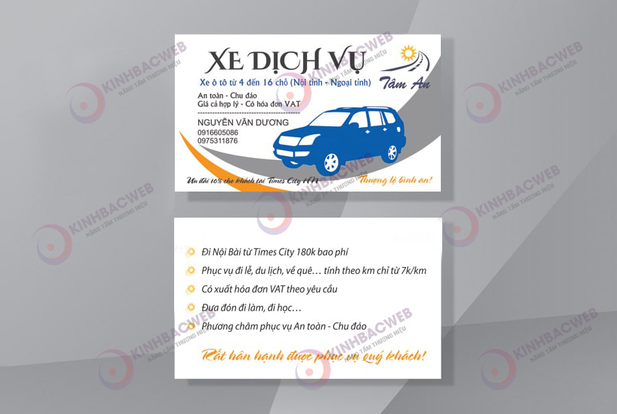 Mẫu card visit cho thuê xe ô tô dịch vụ