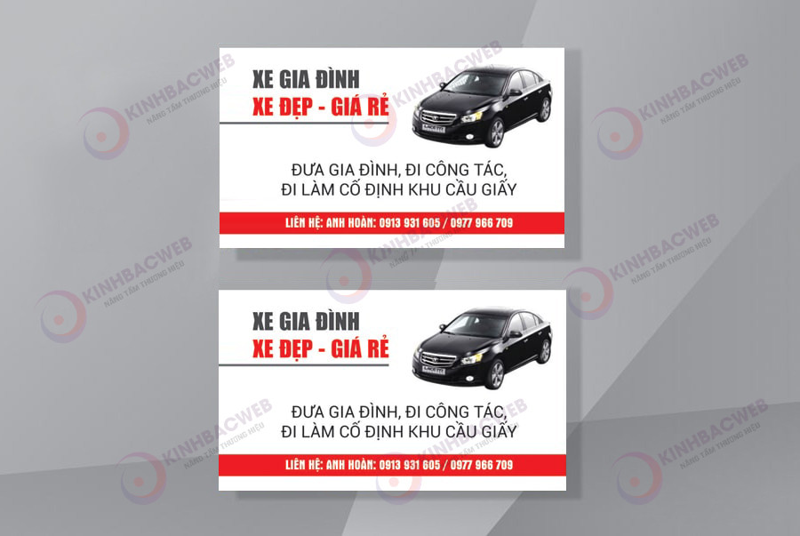 Mẫu card visit dịch vụ đưa đón cho thuê xe có lái