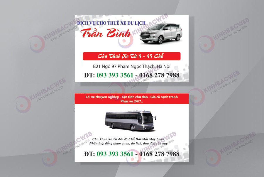 Mẫu card visit cho thuê xe 45 chỗ