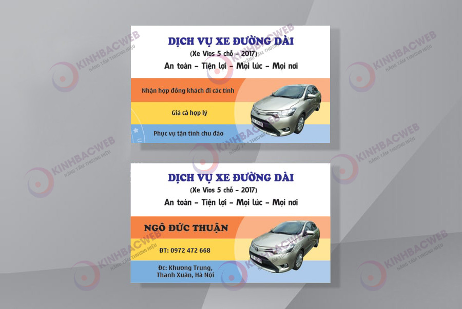 Mẫu card visit dịch vụ cho thuê xe đường dài