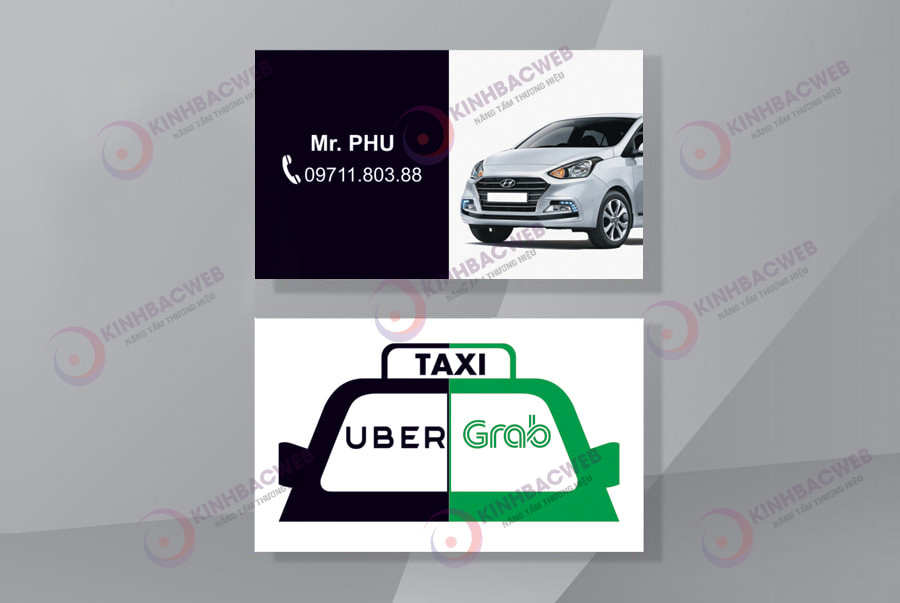 Mẫu card visit dịch vụ taxi uber grab