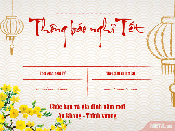 Thông báo lịch nghỉ Tết 5