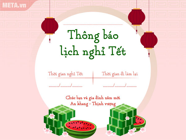 Thông báo lịch nghỉ Tết 2