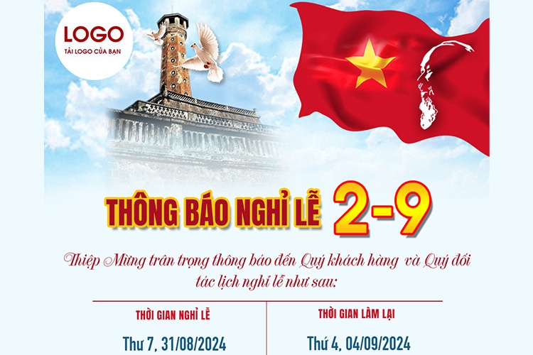 Thông báo lịch nghỉ lễ 2/9 cho công ty với logo