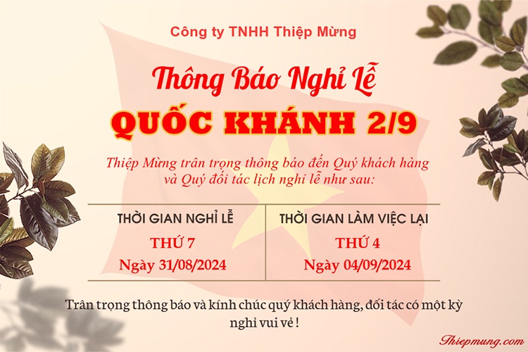 Chia sẻ mẫu banner thông báo nghỉ lễ Quốc khánh 2/9 đẹp