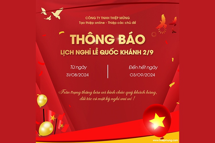 Hình ảnh thông báo nghỉ lễ quốc khánh 2/9 cho khách hàng