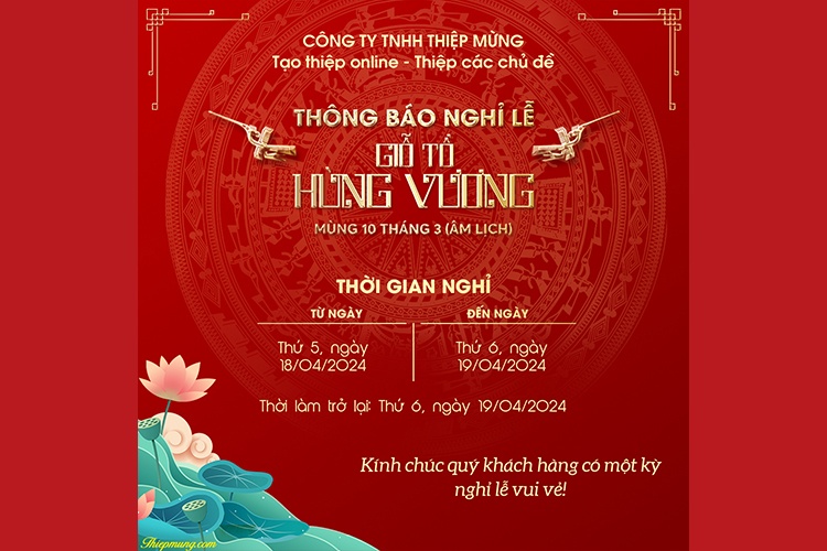 Tạo thông báo lịch nghỉ lễ giỗ tổ Hùng Vương