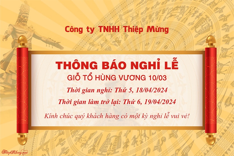 Tạo thông báo nghỉ lễ Giỗ Tổ Hùng Vương (10/3 Âm Lịch)