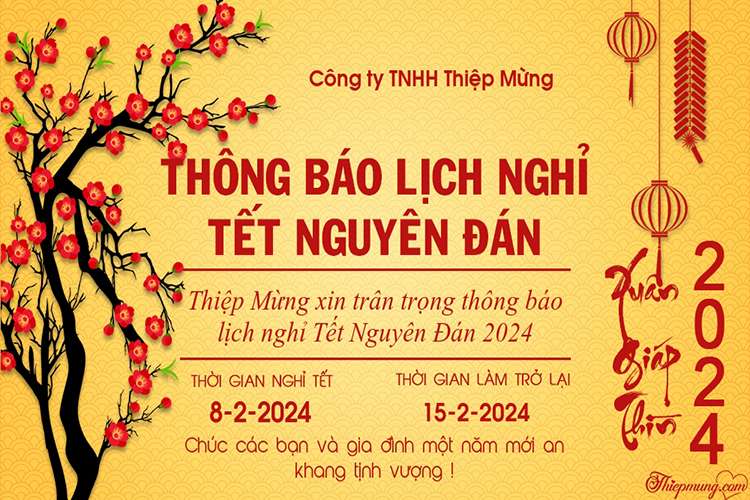 Thông báo nghỉ Tết Nguyên Đán 2024