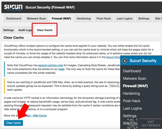 Xóa bộ nhớ Cache trong Sucuri