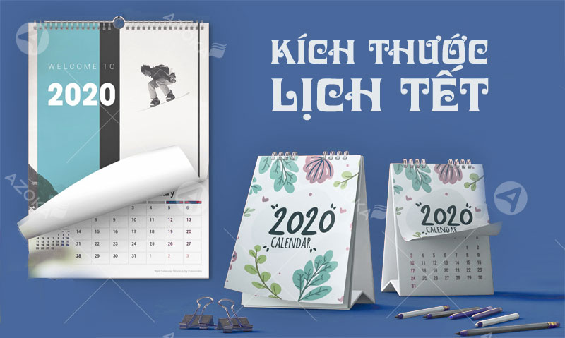 Kích thước lịch Tết thông dụng