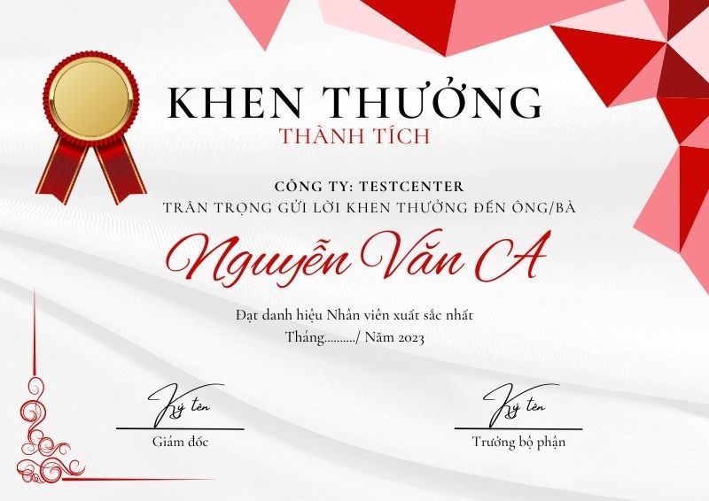 Mẫu bằng khen 01