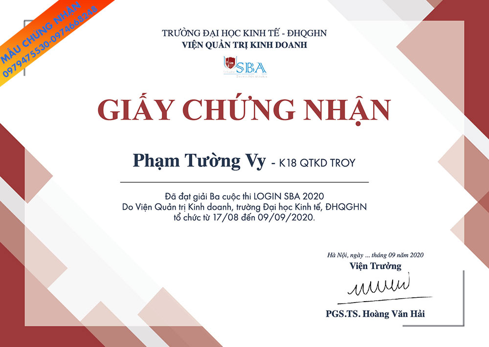 Giấy chứng nhận đẹp