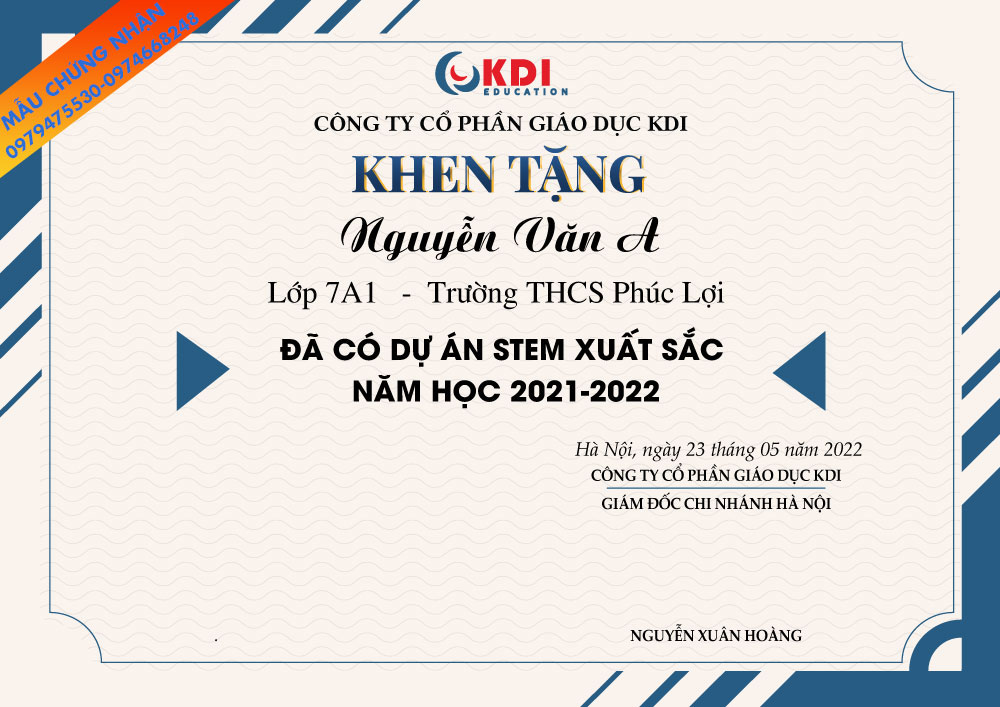 Giấy khen thưởng nhân viên xuất sắc