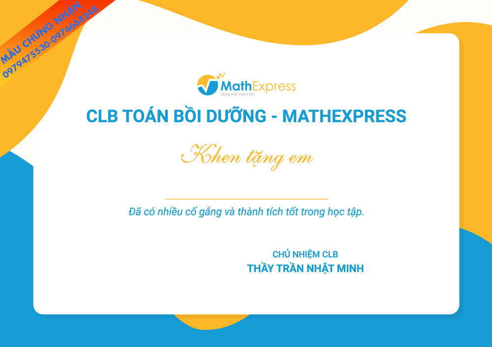 Giấy khen câu lạc bộ toán