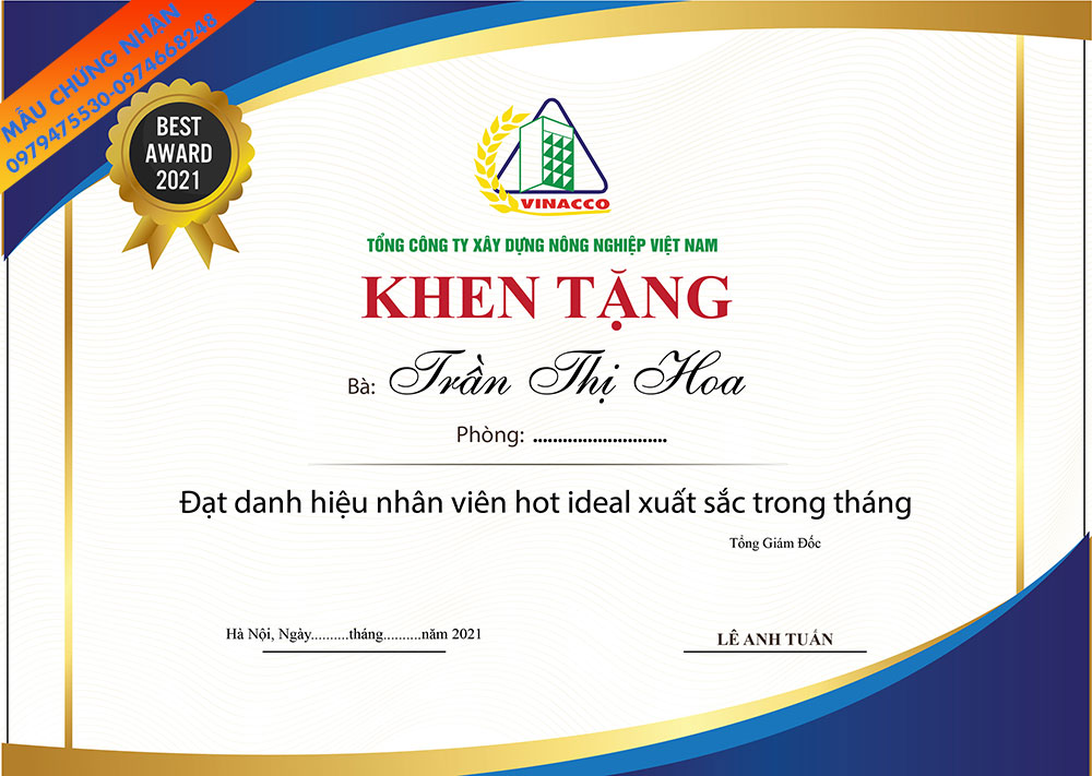 Mẫu giấy khen ấn tượng