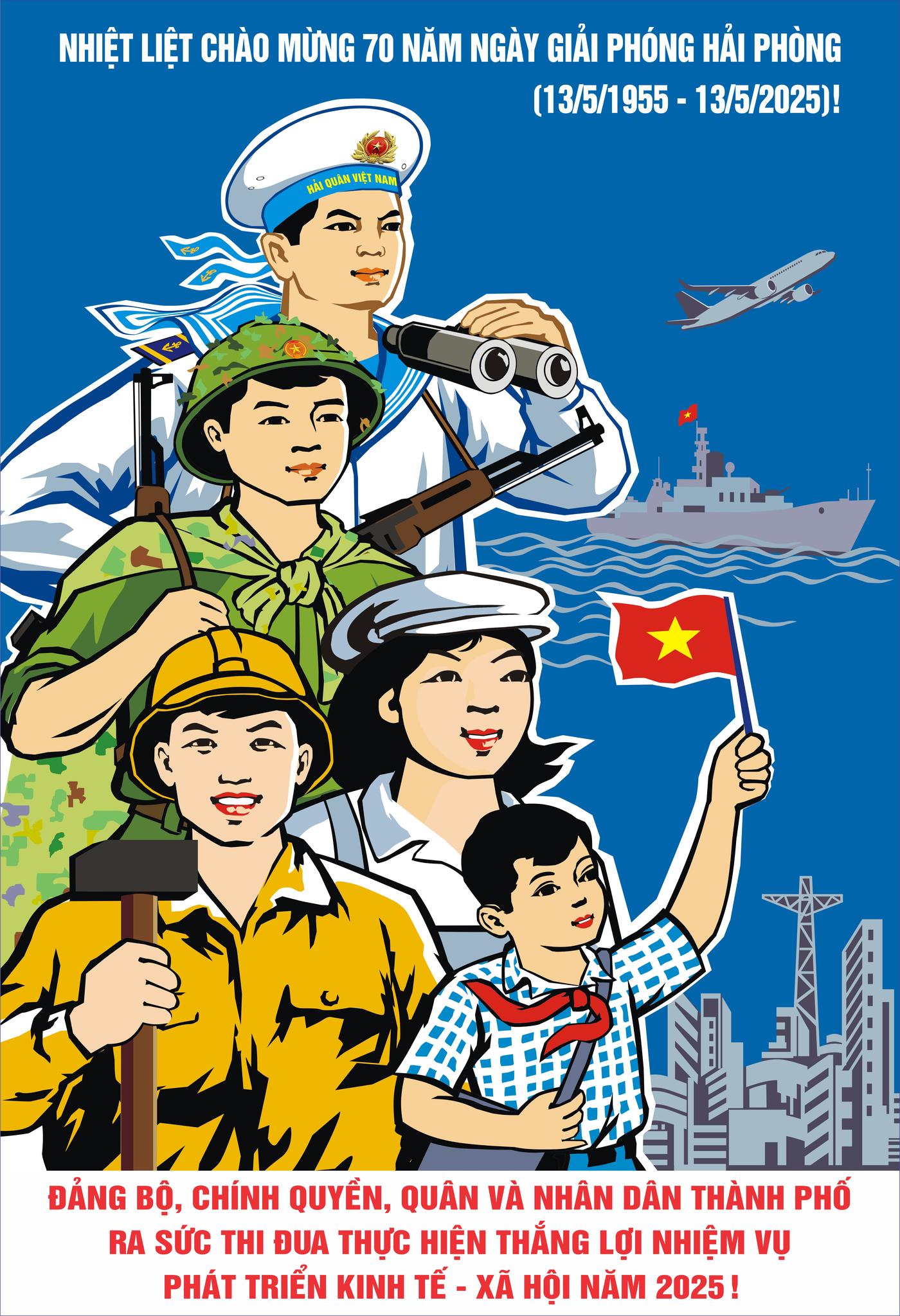 Bộ mẫu Maket tuyên truyền cổ động trực quan chào mừng Kỷ niệm 70 năm Ngày Giải phóng Hải Phòng (13/5/1955 – 13/5/2025) và Lễ hội Hoa Phượng đỏ – Hải Phòng 2025